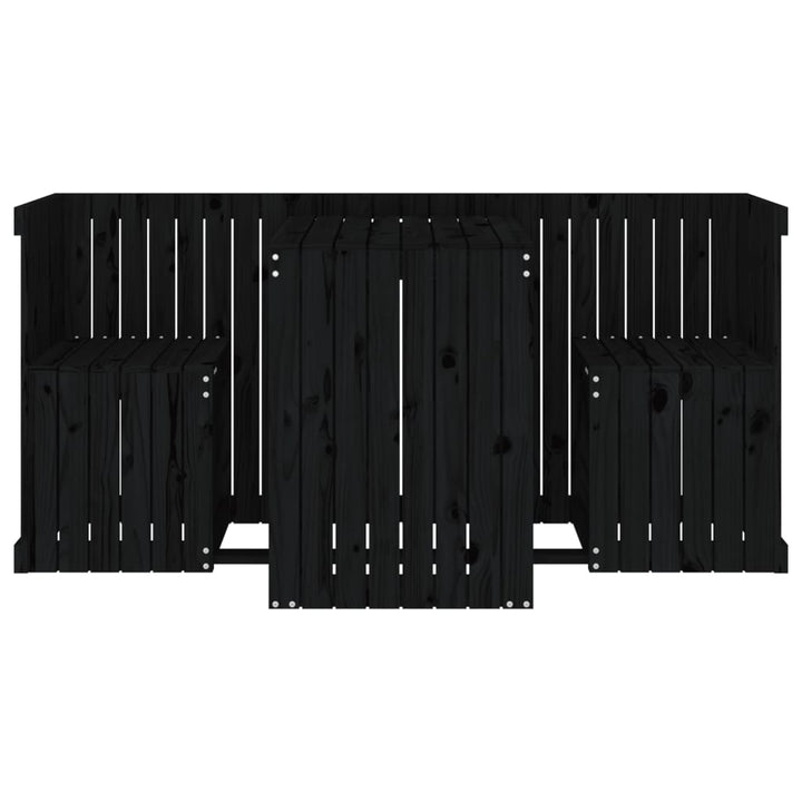 2-personers altansæt massivt fyrretræ sort