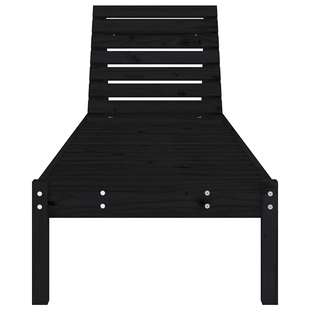 liggestole 2 stk. 199,5x60x74 cm massivt fyrretræ sort