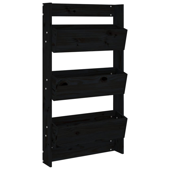 plantevæg 60x18,5x110 cm 3 niveauer massivt fyrretræ sort