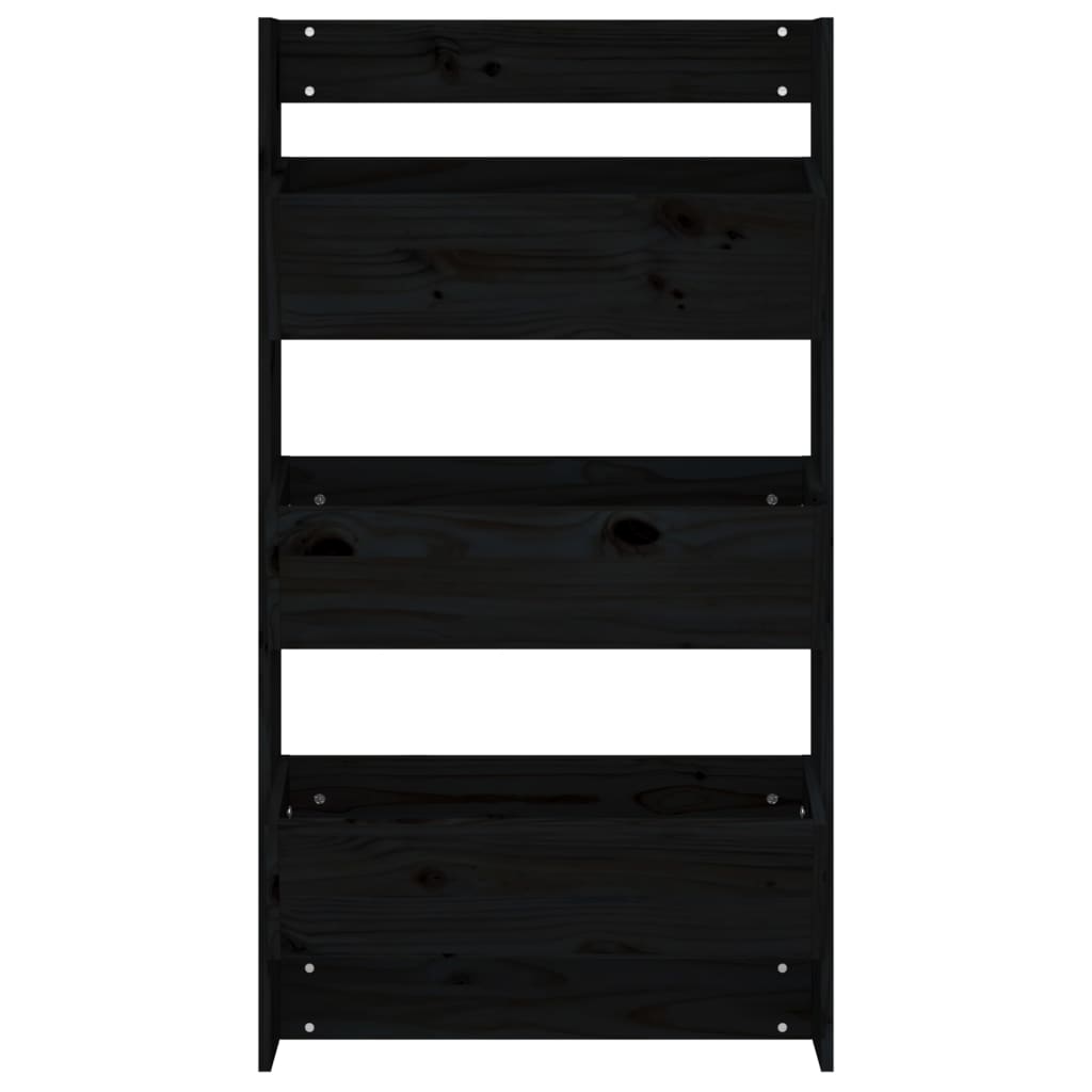 plantevæg 60x18,5x110 cm 3 niveauer massivt fyrretræ sort