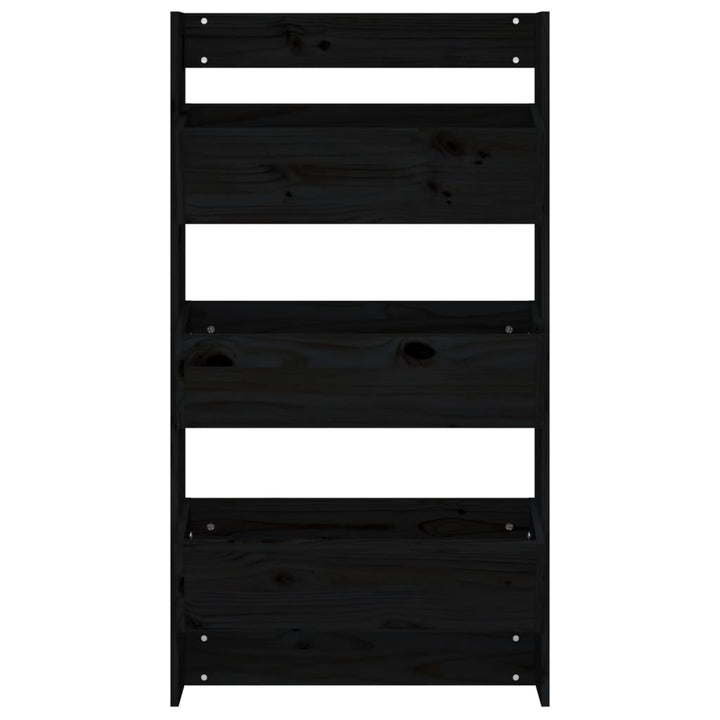 plantevæg 60x18,5x110 cm 3 niveauer massivt fyrretræ sort
