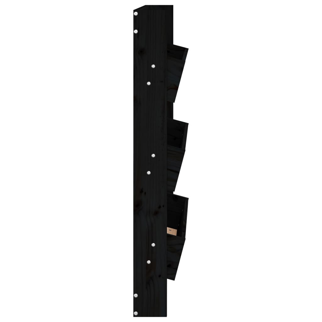 plantevæg 60x18,5x110 cm 3 niveauer massivt fyrretræ sort