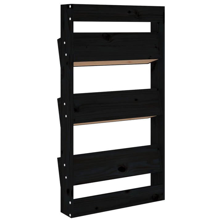 plantevæg 60x18,5x110 cm 3 niveauer massivt fyrretræ sort