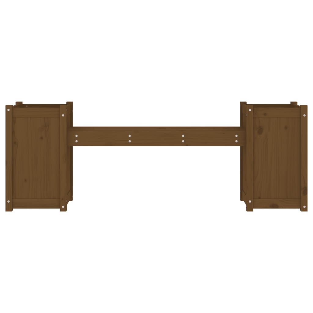 bænk med plantekasser 180x36x63 cm massivt fyr gyldenbrun