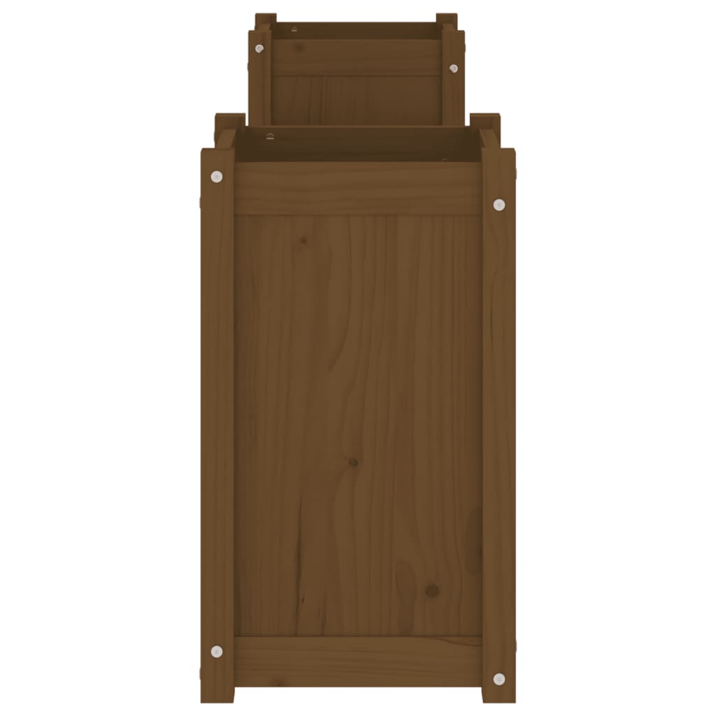 bænk med plantekasser 180x36x63 cm massivt fyr gyldenbrun