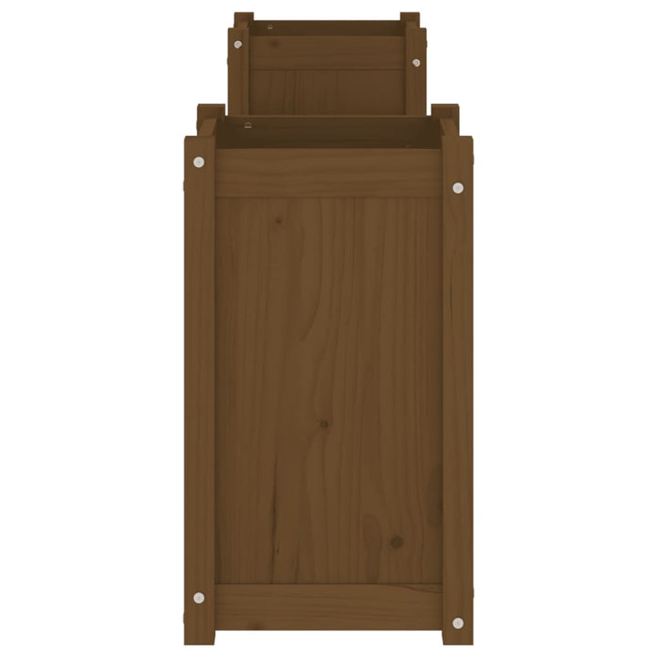 bænk med plantekasser 180x36x63 cm massivt fyr gyldenbrun