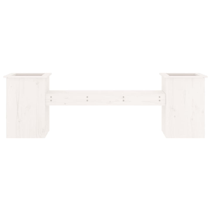 bænk med plantekasser 184,5x39,5x56,5 cm massivt fyrretræ hvid