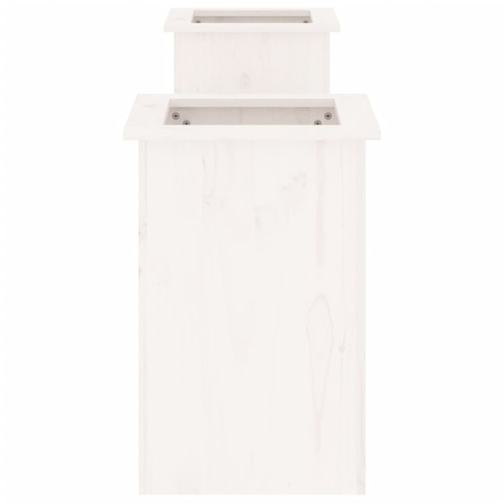 bænk med plantekasser 184,5x39,5x56,5 cm massivt fyrretræ hvid