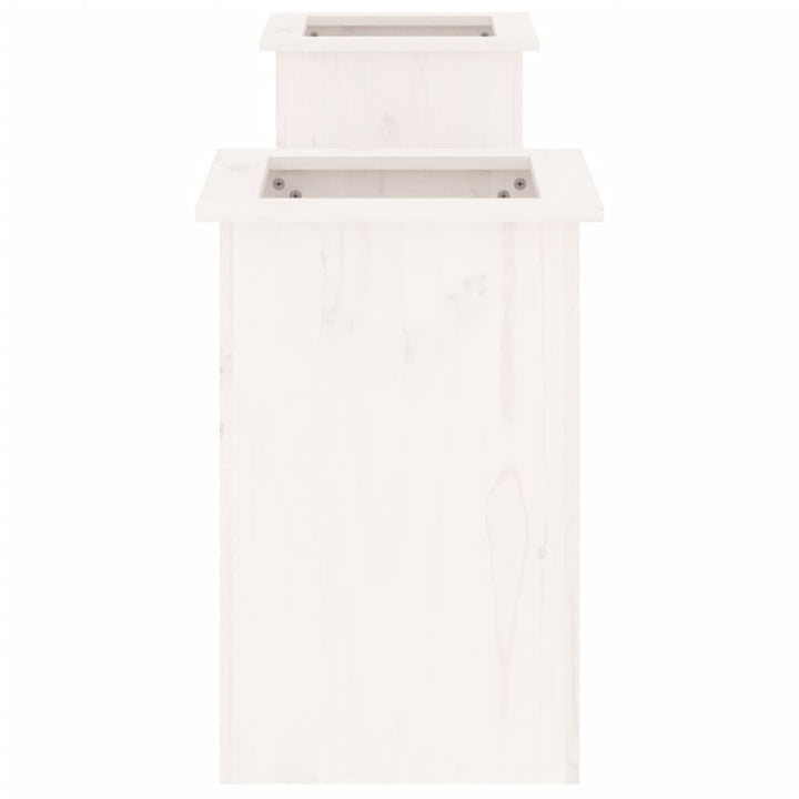 bænk med plantekasser 184,5x39,5x56,5 cm massivt fyrretræ hvid