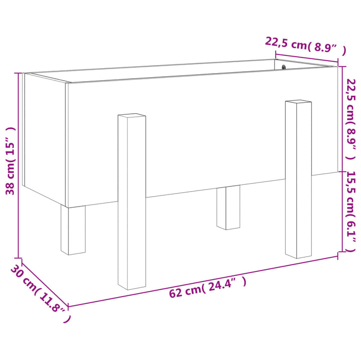 plantekasse 62x30x38 cm massivt fyrretræ