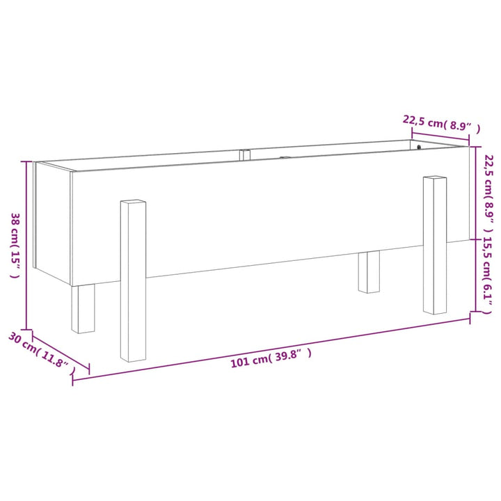 højbed 101x30x38 cm massivt fyrretræ