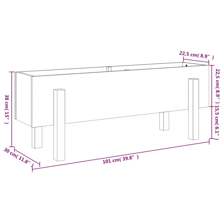 højbed 101x30x38 cm massivt fyrretræ hvid