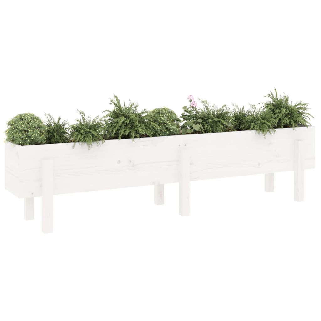 højbed 160x30x38 cm massivt fyrretræ hvid
