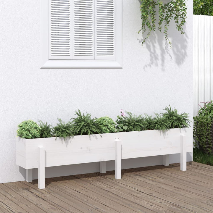 højbed 160x30x38 cm massivt fyrretræ hvid