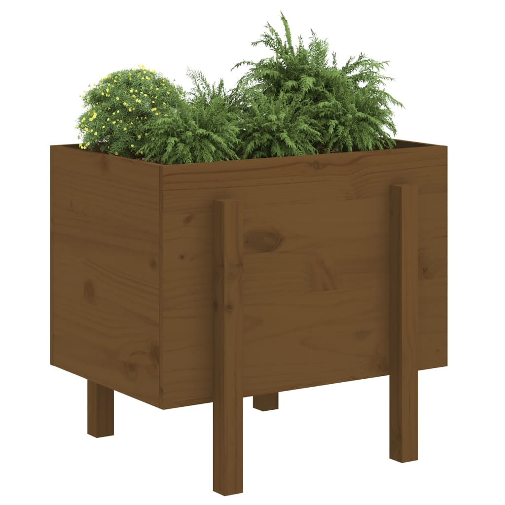 plantekasse 62x50x57 cm massivt fyrretræ gyldenbrun