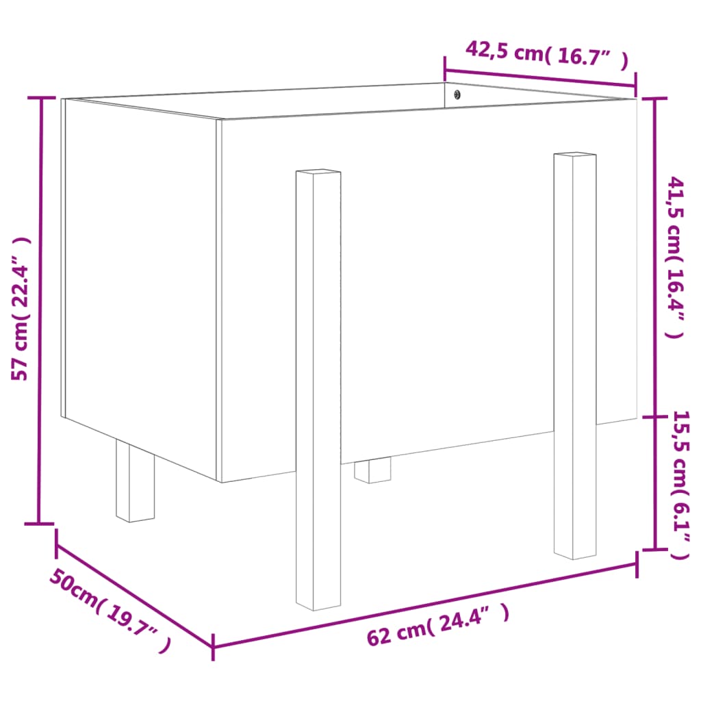 plantekasse 62x50x57 cm massivt fyrretræ gyldenbrun