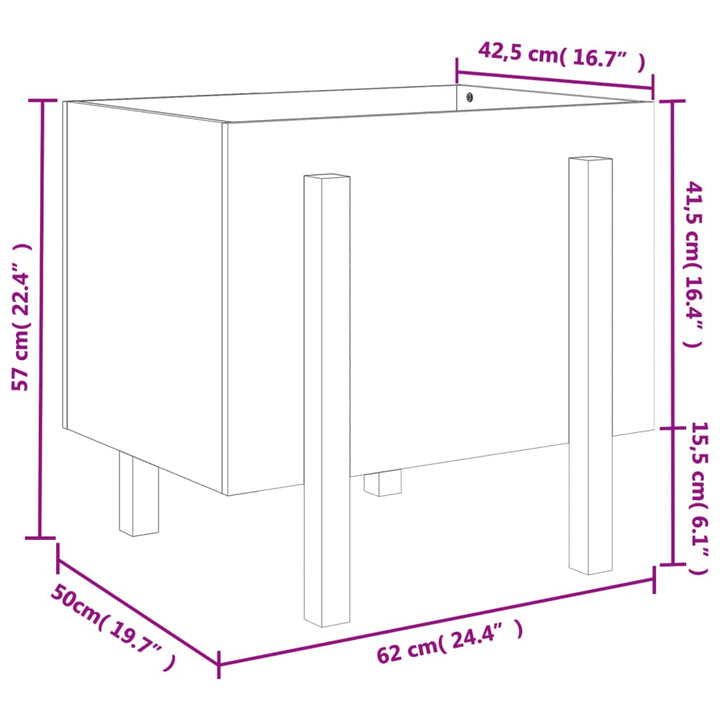 plantekasse 62x50x57 cm massivt fyrretræ gyldenbrun