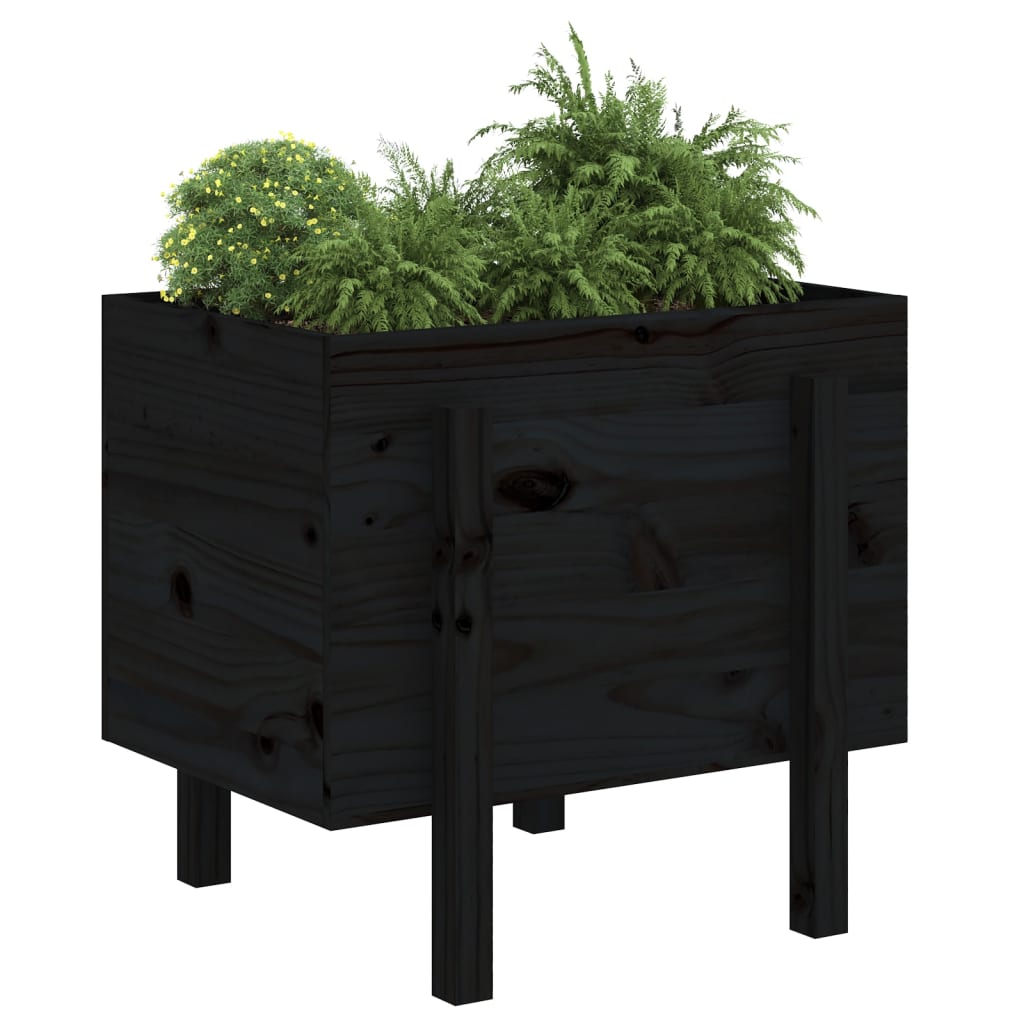 plantekasse 62x50x57 cm massivt fyrretræ sort
