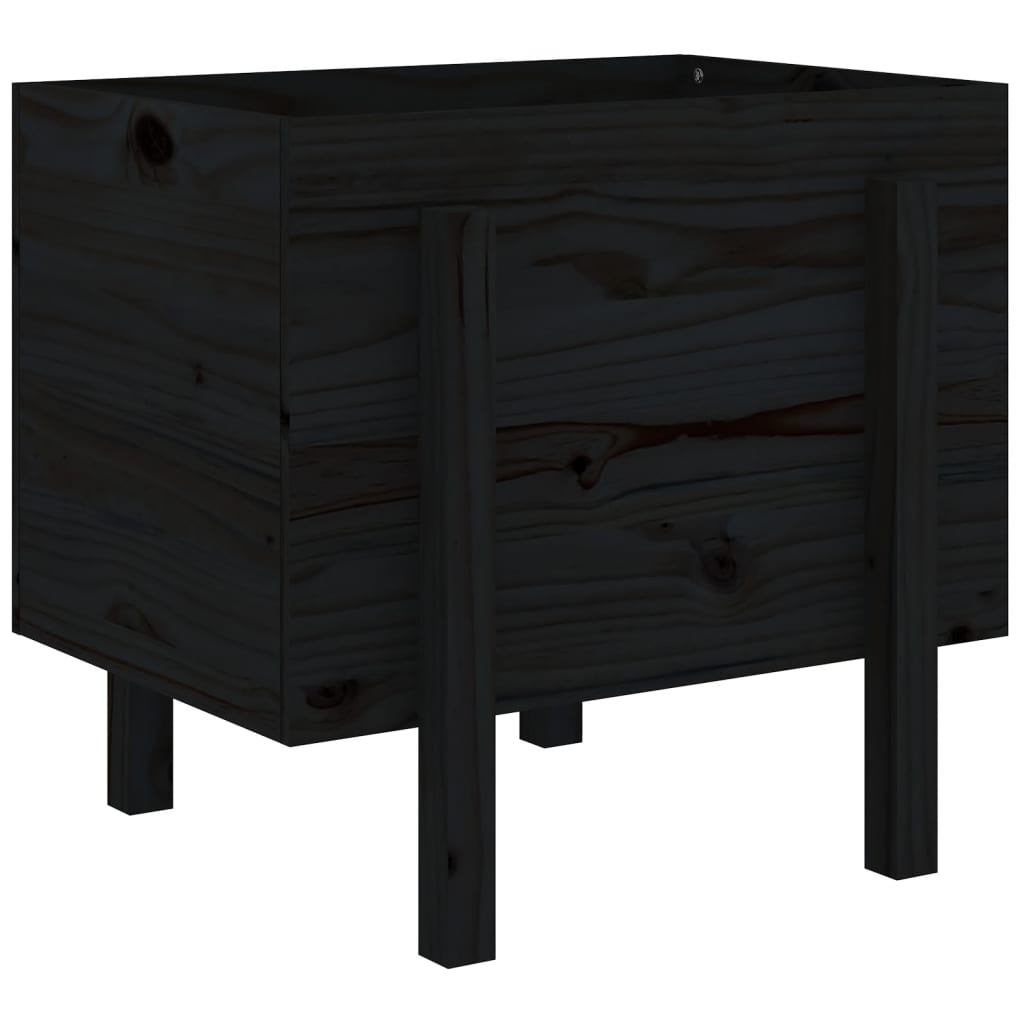 plantekasse 62x50x57 cm massivt fyrretræ sort