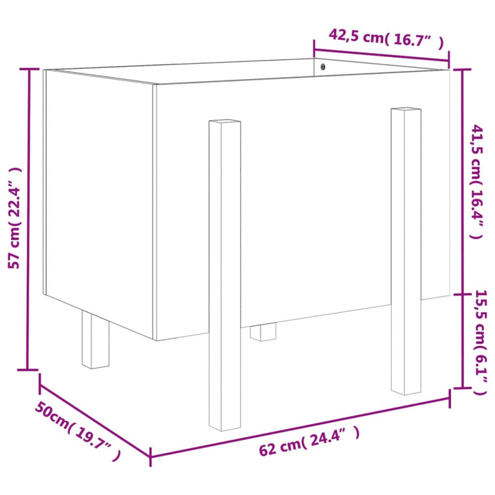 plantekasse 62x50x57 cm massivt fyrretræ sort