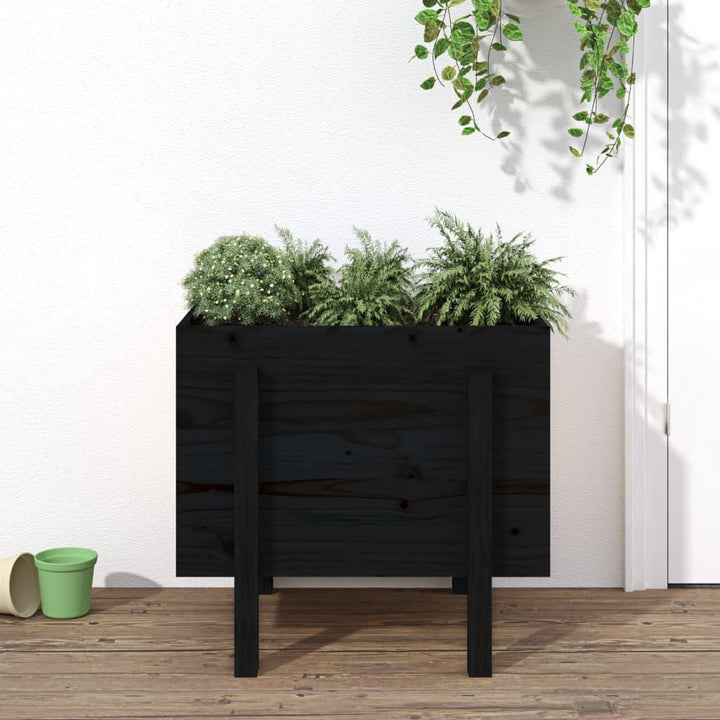 plantekasse 62x50x57 cm massivt fyrretræ sort