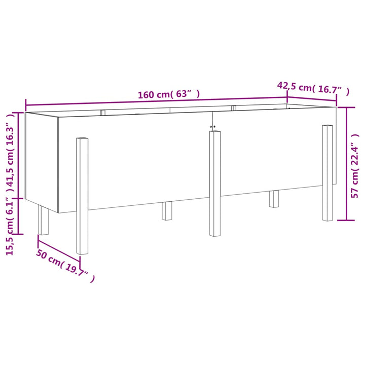 højbed 160x50x57 cm massivt fyrretræ