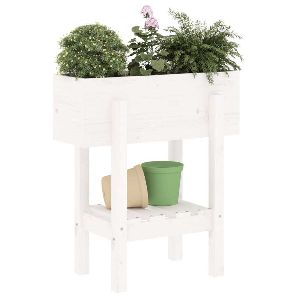 plantekasse 62x30x69 cm massivt fyrretræ hvid