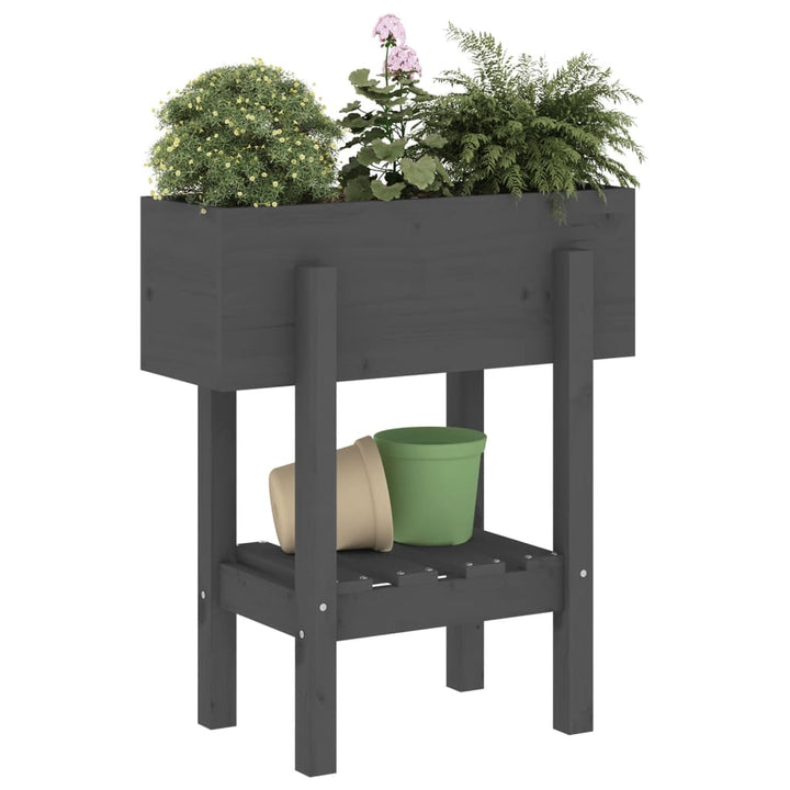 plantekasse 62x30x69 cm massivt fyrretræ grå