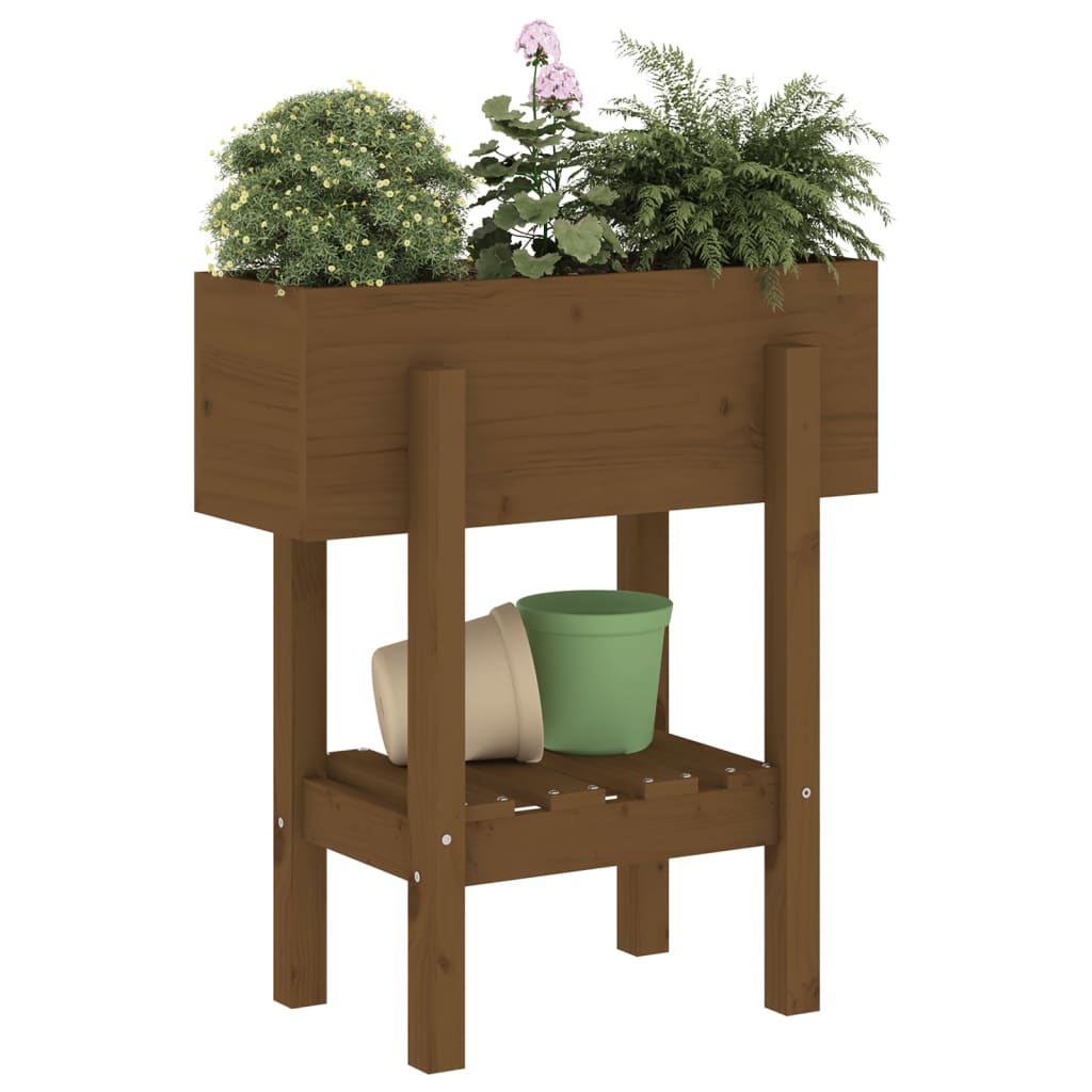 plantekasse 62x30x69 cm massivt fyrretræ gyldenbrun