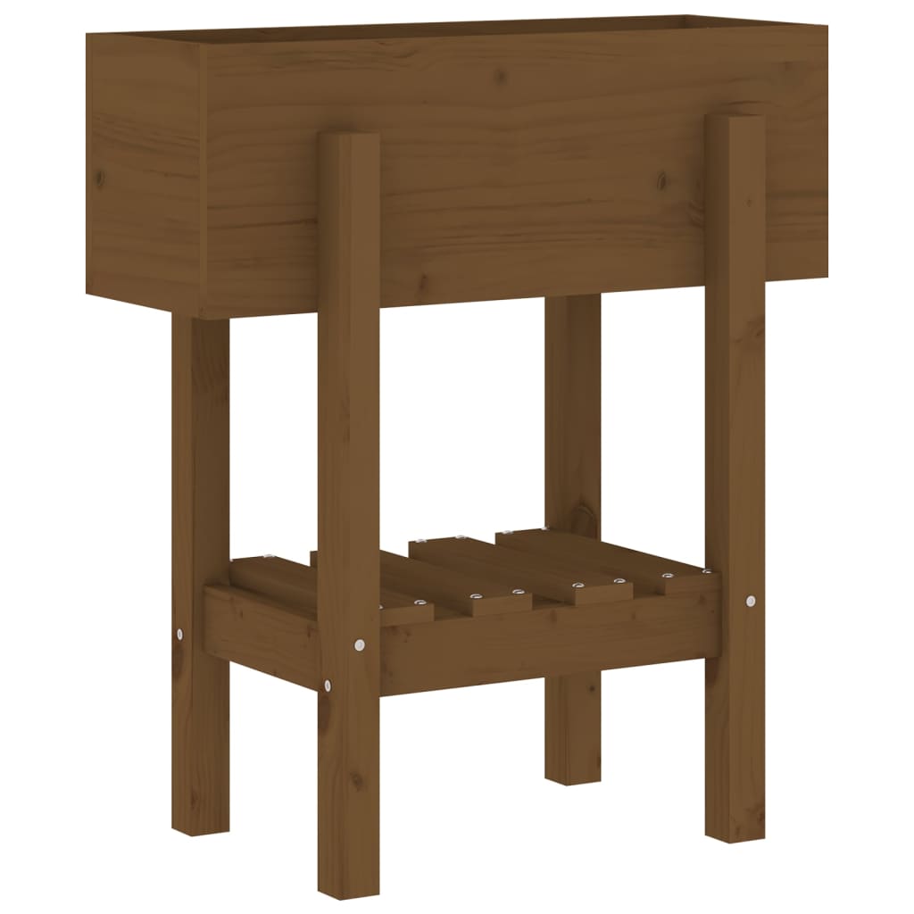 plantekasse 62x30x69 cm massivt fyrretræ gyldenbrun