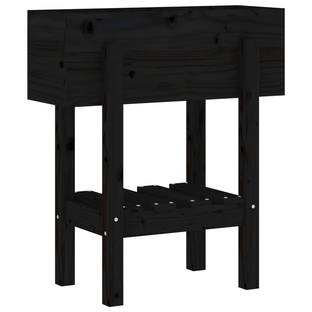 plantekasse 62x30x69 cm massivt fyrretræ sort