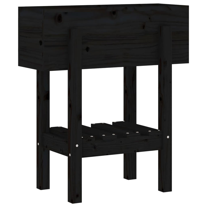 plantekasse 62x30x69 cm massivt fyrretræ sort