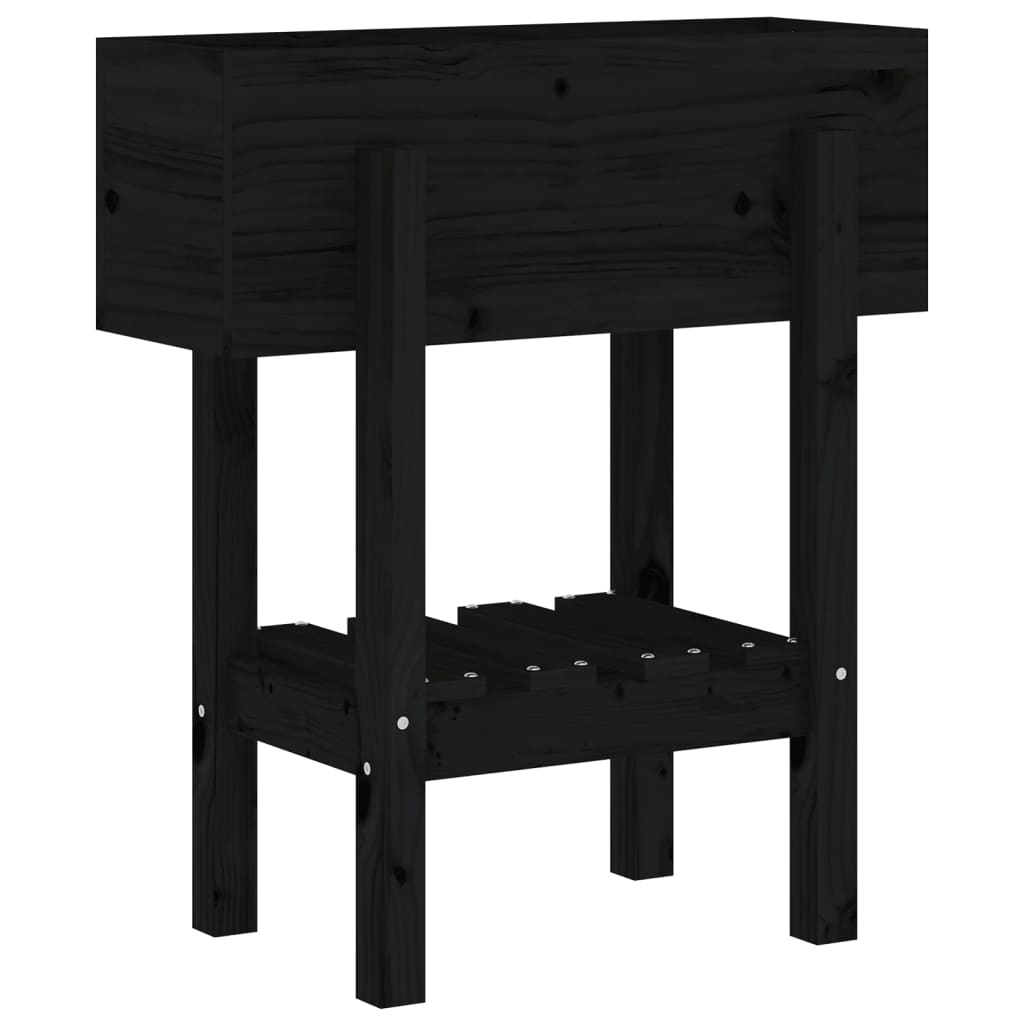 plantekasse 62x30x69 cm massivt fyrretræ sort