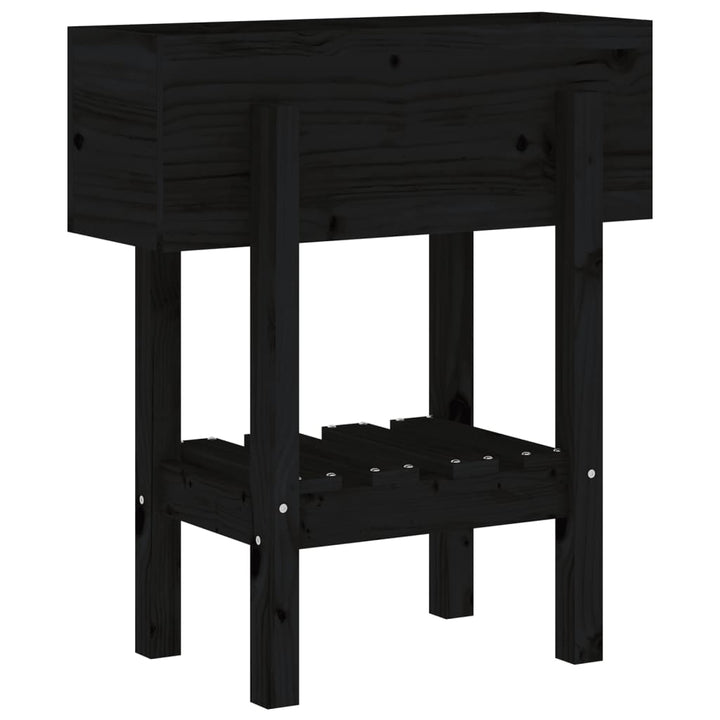 plantekasse 62x30x69 cm massivt fyrretræ sort