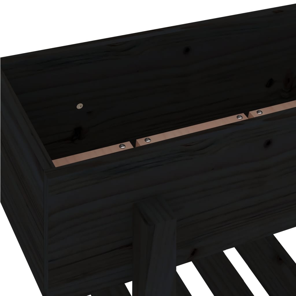 plantekasse 62x30x69 cm massivt fyrretræ sort