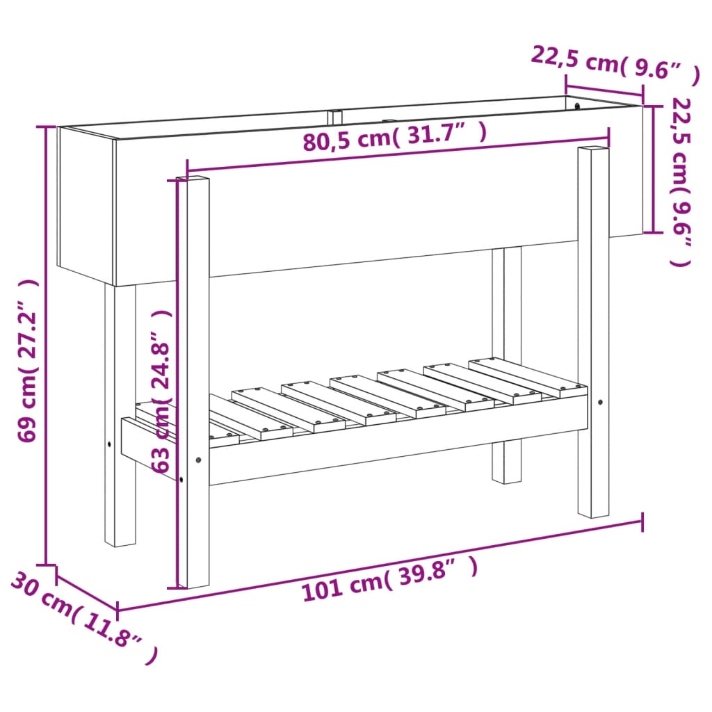højbed 101x30x69 cm massivt douglasgran