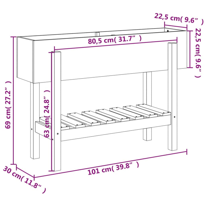 højbed 101x30x69 cm massivt douglasgran