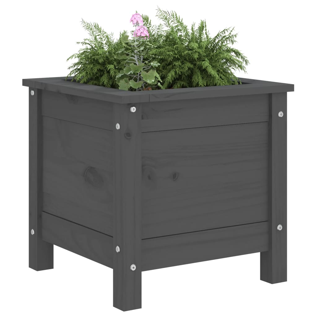 plantekasse 40x40x39 cm massivt fyrretræ grå