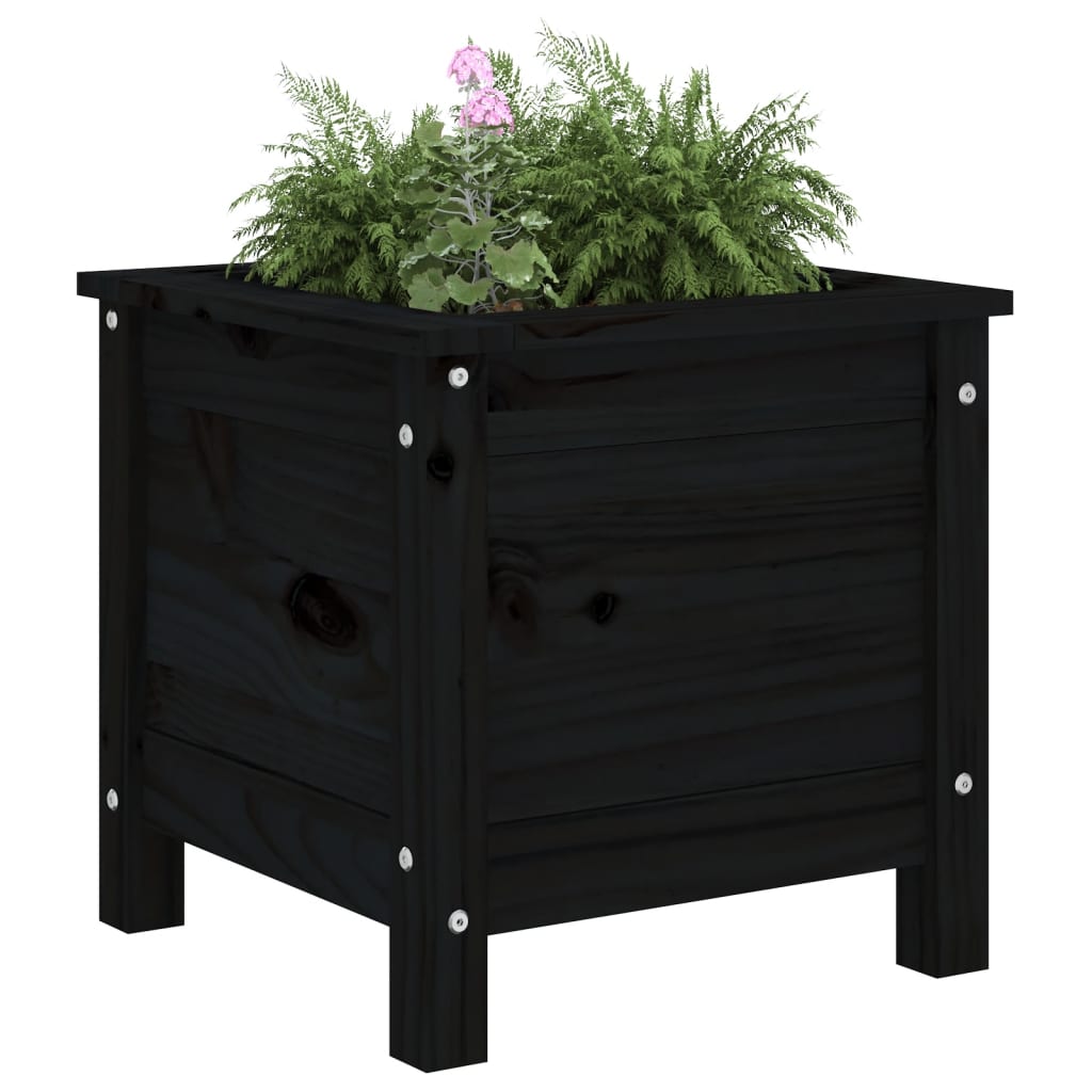 plantekasse 40x40x39 cm massivt fyrretræ sort