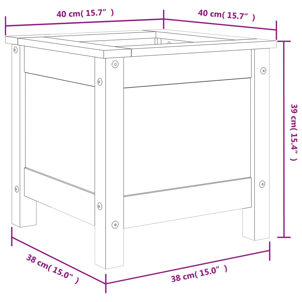 plantekasse 40x40x39 cm massivt fyrretræ sort