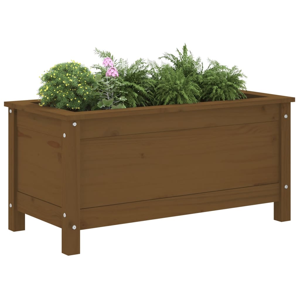 plantekasse 82,5x40x39 cm massivt fyrretræ gyldenbrun