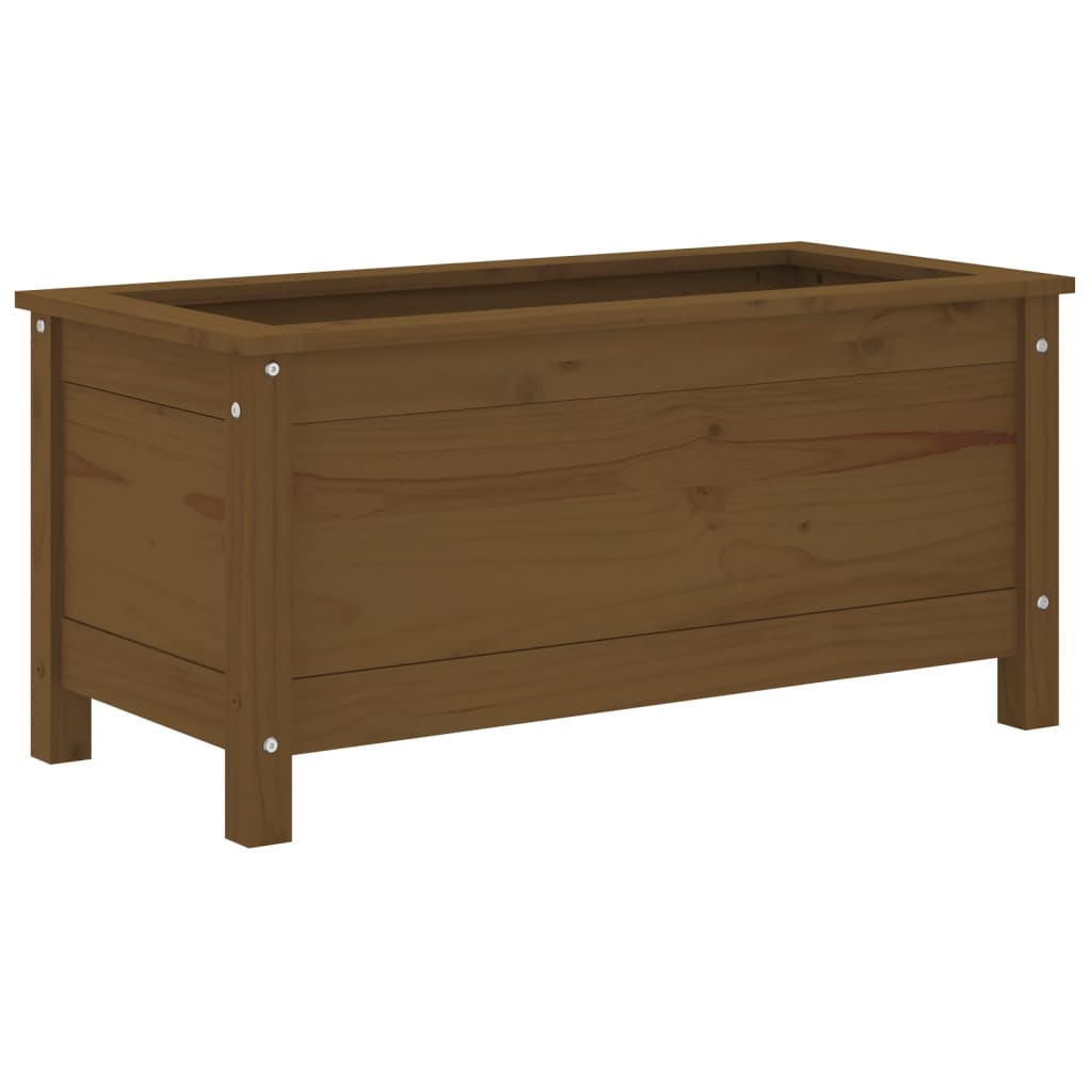 plantekasse 82,5x40x39 cm massivt fyrretræ gyldenbrun