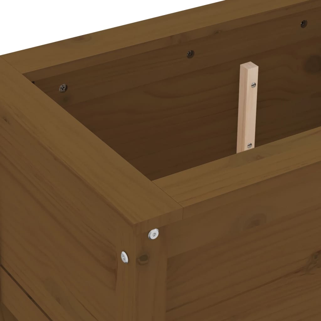 plantekasse 82,5x40x39 cm massivt fyrretræ gyldenbrun