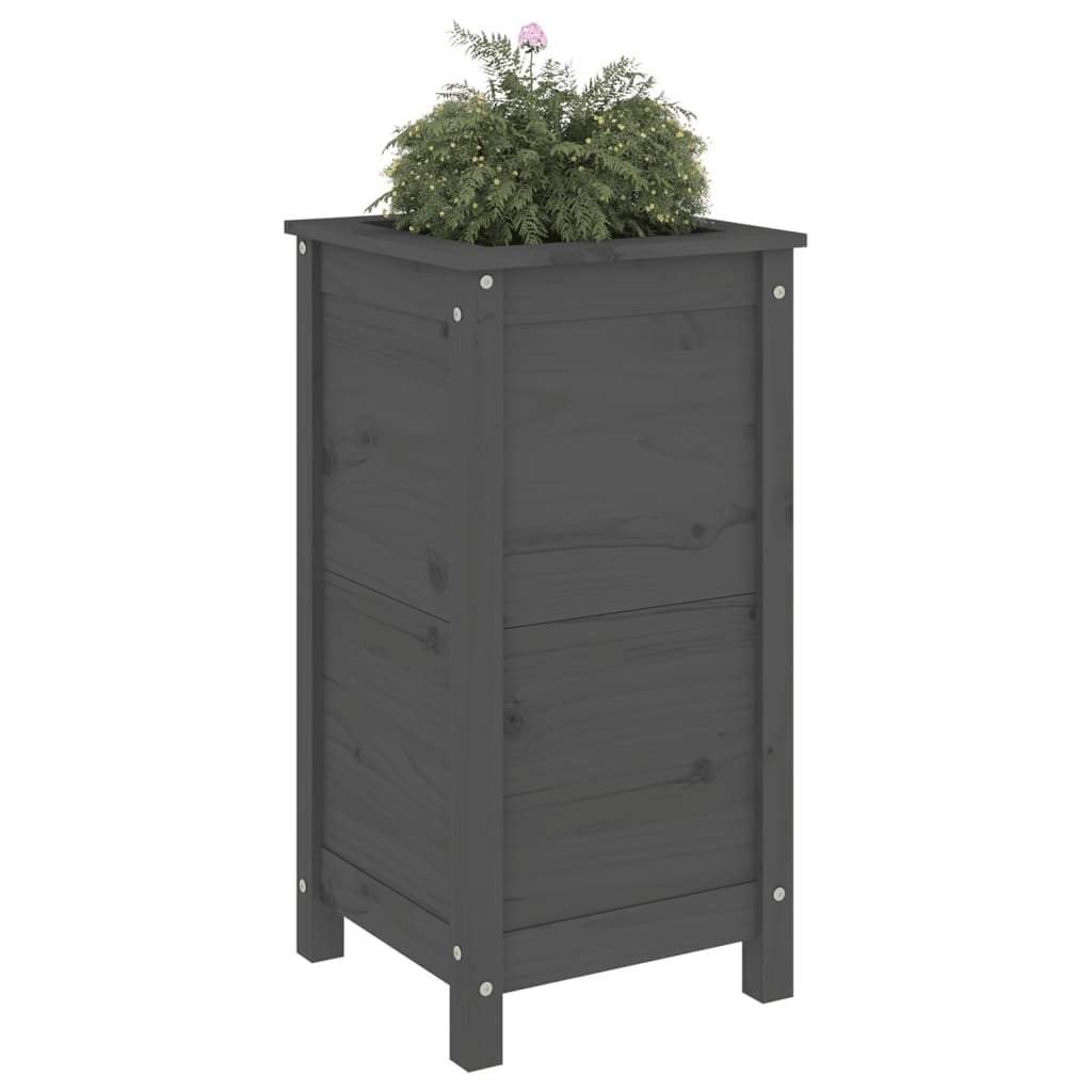 plantekasse 40x40x78 cm massivt fyrretræ grå
