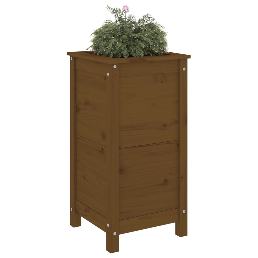 plantekasse 40x40x78 cm massivt fyrretræ gyldenbrun