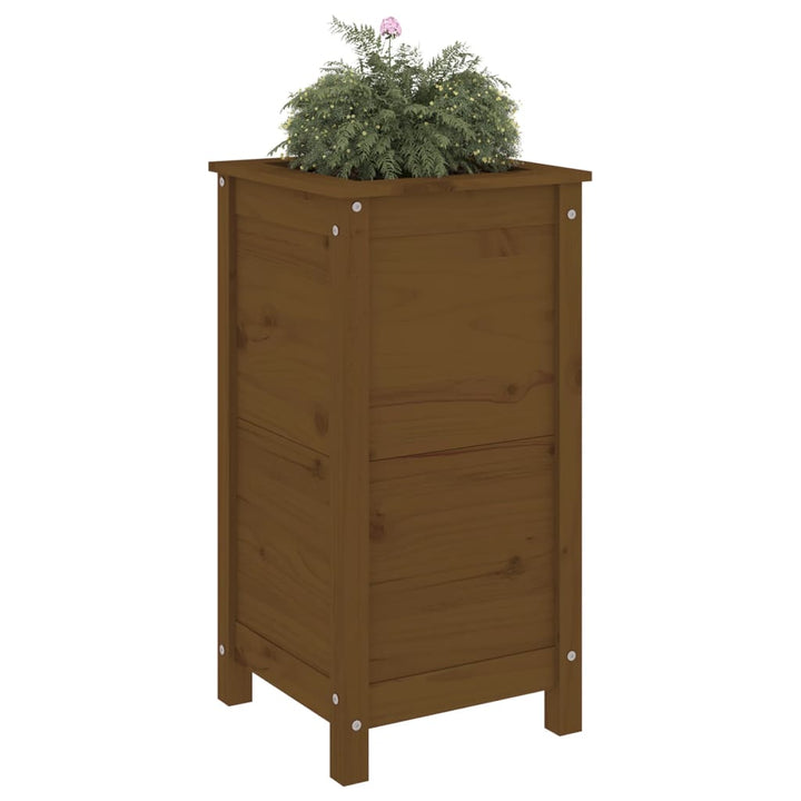 plantekasse 40x40x78 cm massivt fyrretræ gyldenbrun
