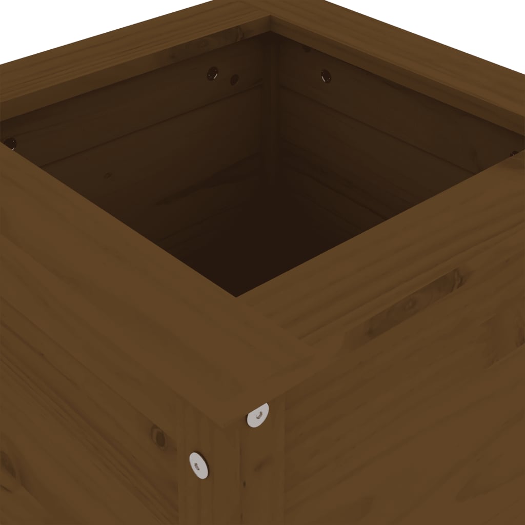plantekasse 40x40x78 cm massivt fyrretræ gyldenbrun
