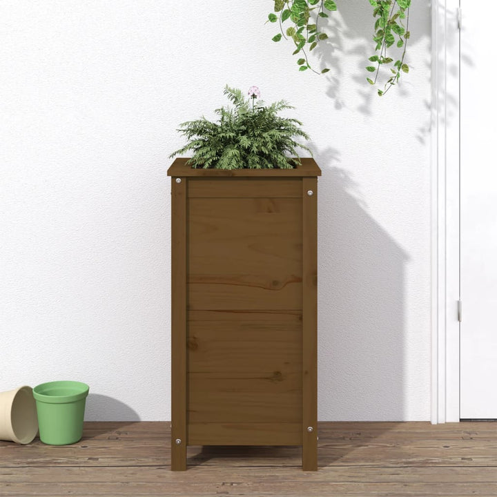 plantekasse 40x40x78 cm massivt fyrretræ gyldenbrun