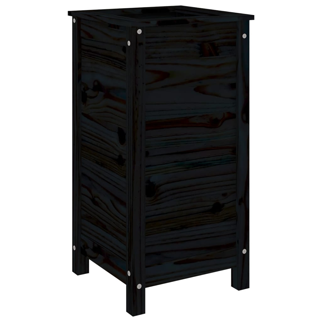 plantekasse 40x40x78 cm massivt fyrretræ sort