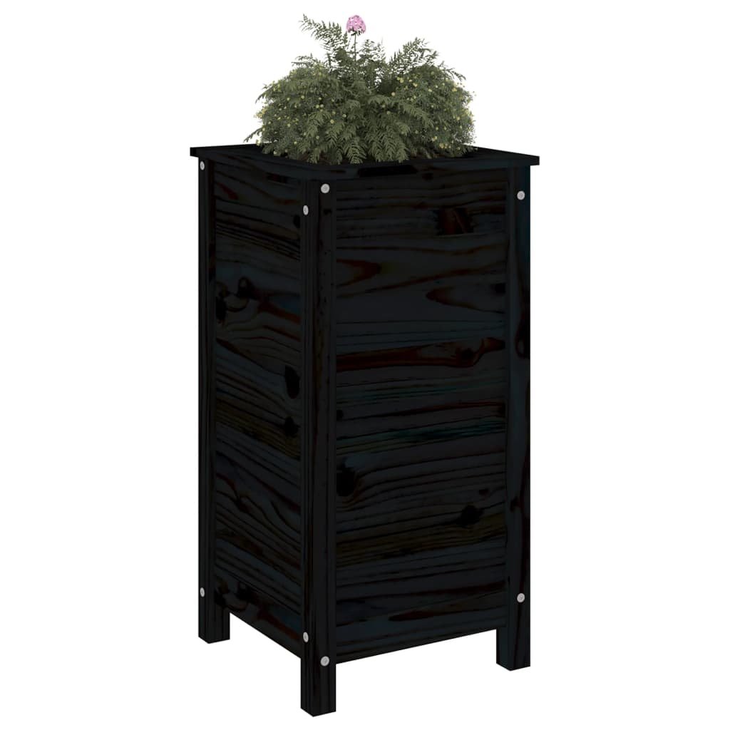 plantekasse 40x40x78 cm massivt fyrretræ sort